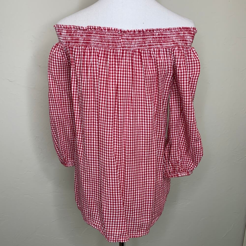 Old Navy Red Gingham Off Shoulder Top Sz XS
